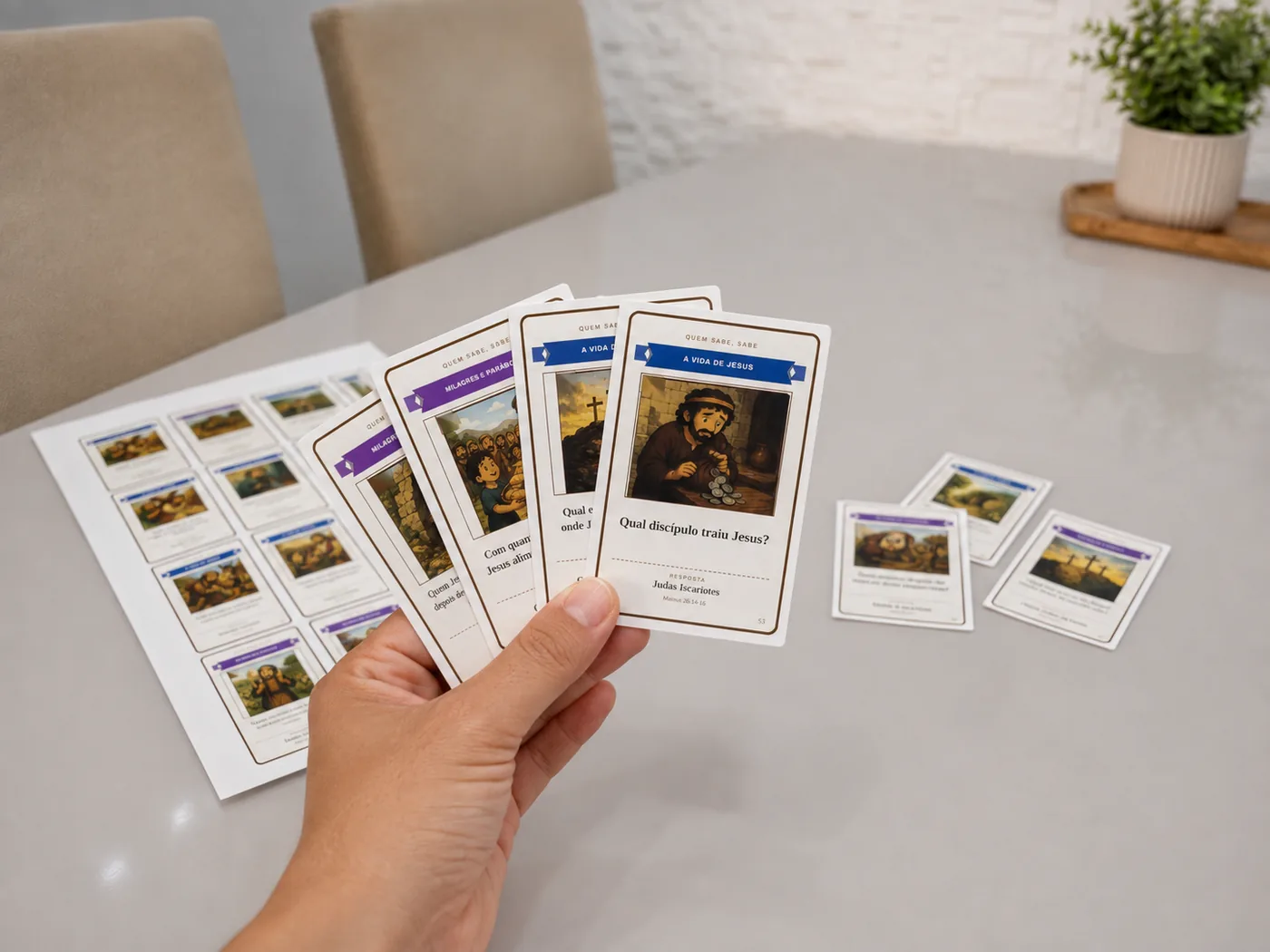 Cartas do Desafio Bíblico com perguntas e respostas